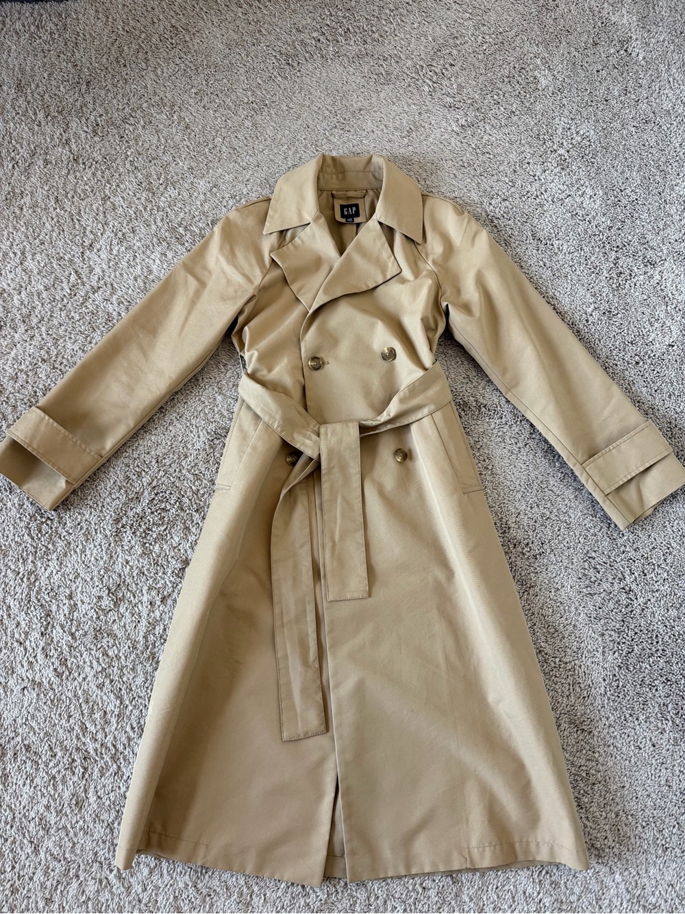 GAP Double-Breasted Tan Trench Coat with Belt